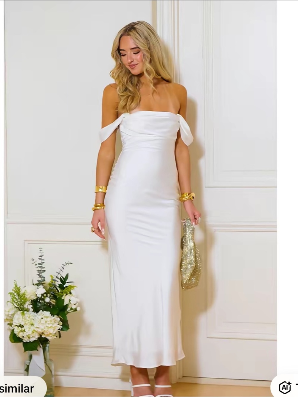 Beginning Boutique White Strapless Satin Maxi Dress